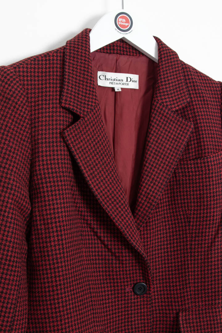 Image of Women's Christian Dior Cropped Blazer Houndstooth Jacket (S)