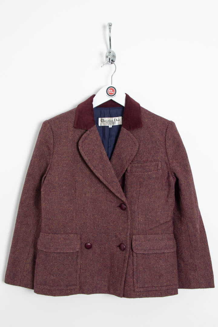 Image of Women's Christian Dior Wool Tweed Cropped Blazer Jacket (S)