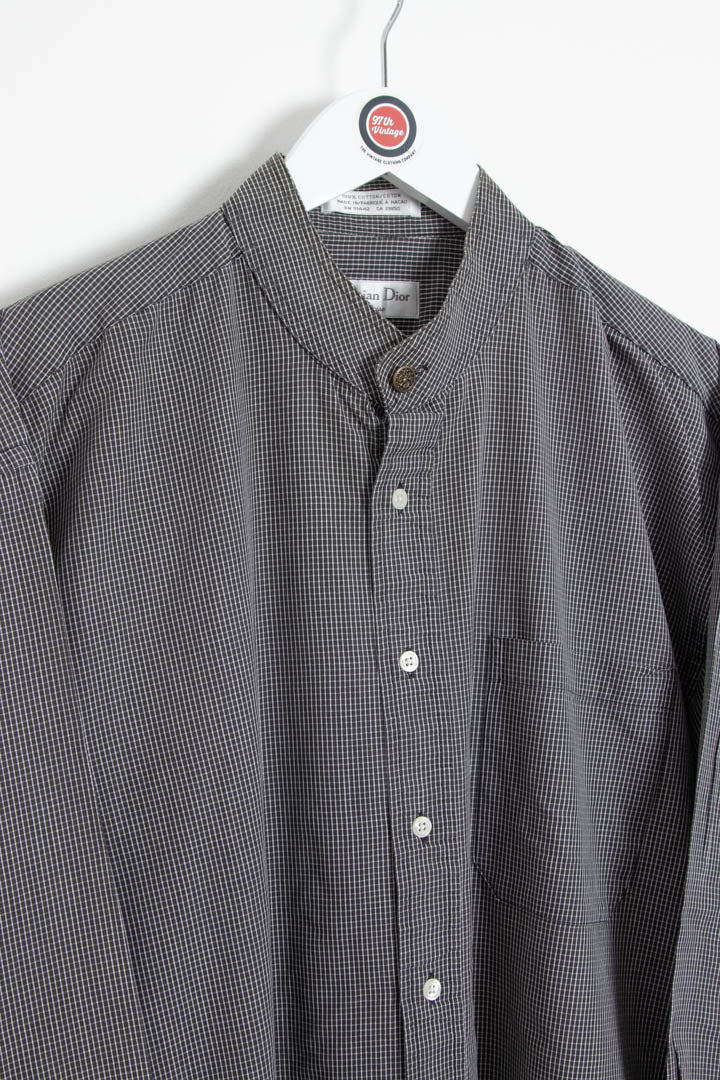 Image of Christian Dior Windowpane Long Sleeve Shirt (XL)