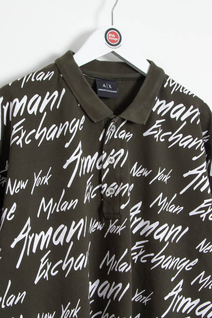 Image of Armani Exchange Repeat Logo Short Sleeve Polo Shirt (XL)