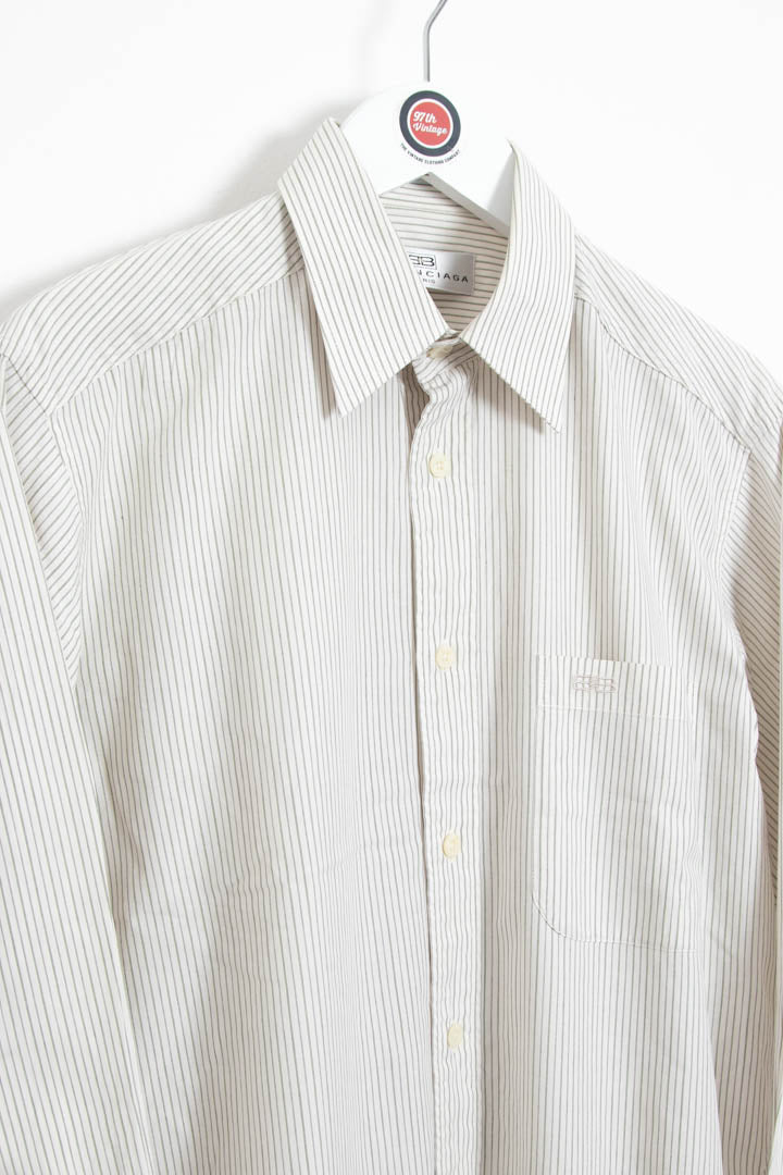 Image of Balenciaga Long Sleeve Pinstripe Shirt (S)
