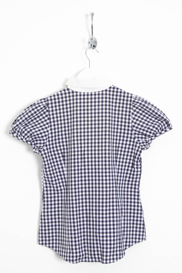 Image of Women's Burberry Gingham Short Sleeve Blouse (S)