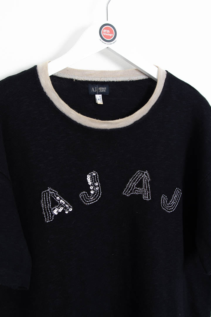 Image of Women's Armani Jeans Sequin Logo Top (M)