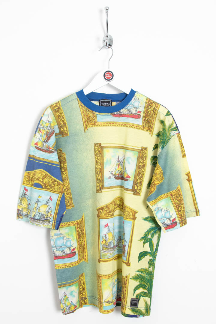 Image of Versace Jeans Couture Marine Art Sailing Ships Print T-Shirt (S)
