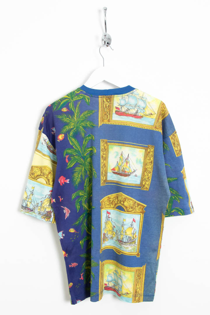 Image of Versace Jeans Couture Marine Art Sailing Ships Print T-Shirt (S)
