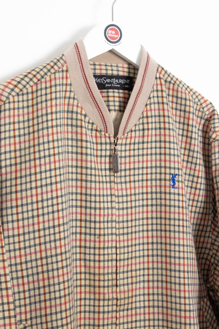 Image of YSL Checkered Bomber Jacket (M)