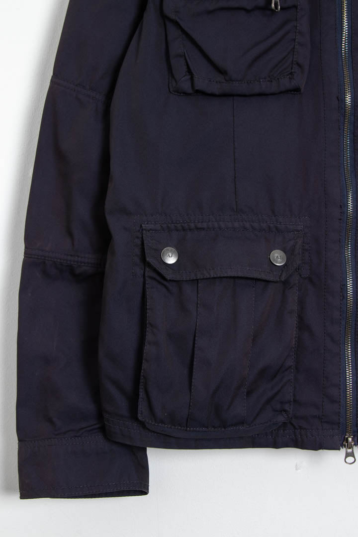 s*様 ARMANI JEANS Dark Navy Shirt Jacket Armani Jeans Multipocket Jacket (S) – 97th Vintage