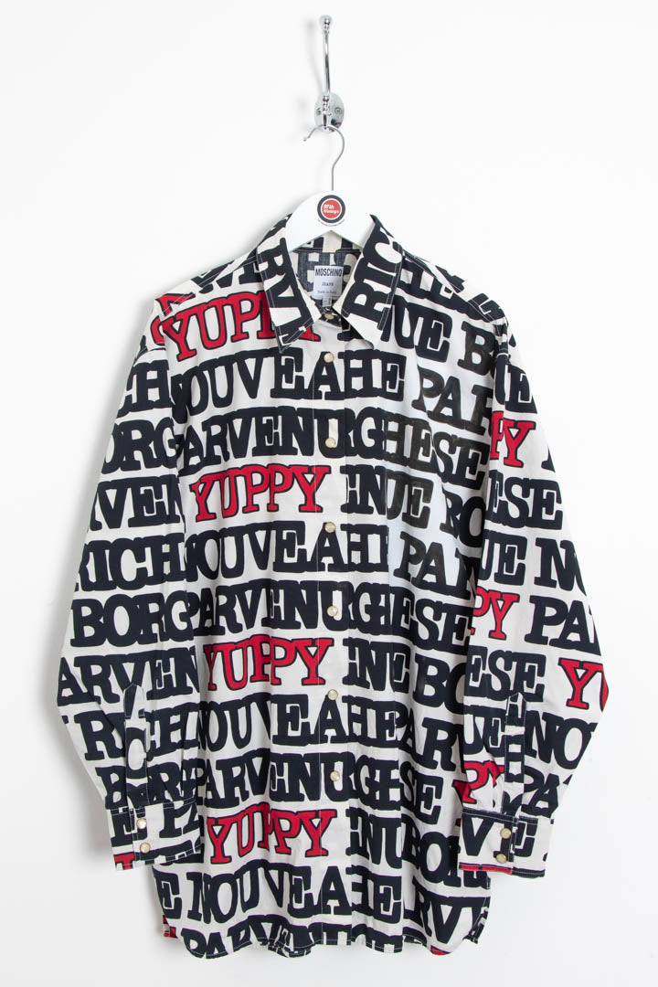 Image of Moschino Yuppy Print Repeat Logo Long Sleeve Shirt (L)