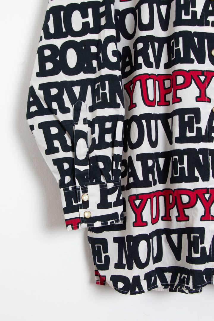 Image of Moschino Yuppy Print Repeat Logo Long Sleeve Shirt (L)