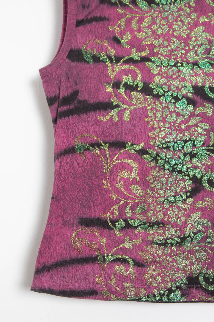 Image of Women's Just Cavalli Zebra Floral Print Tank Top (S)