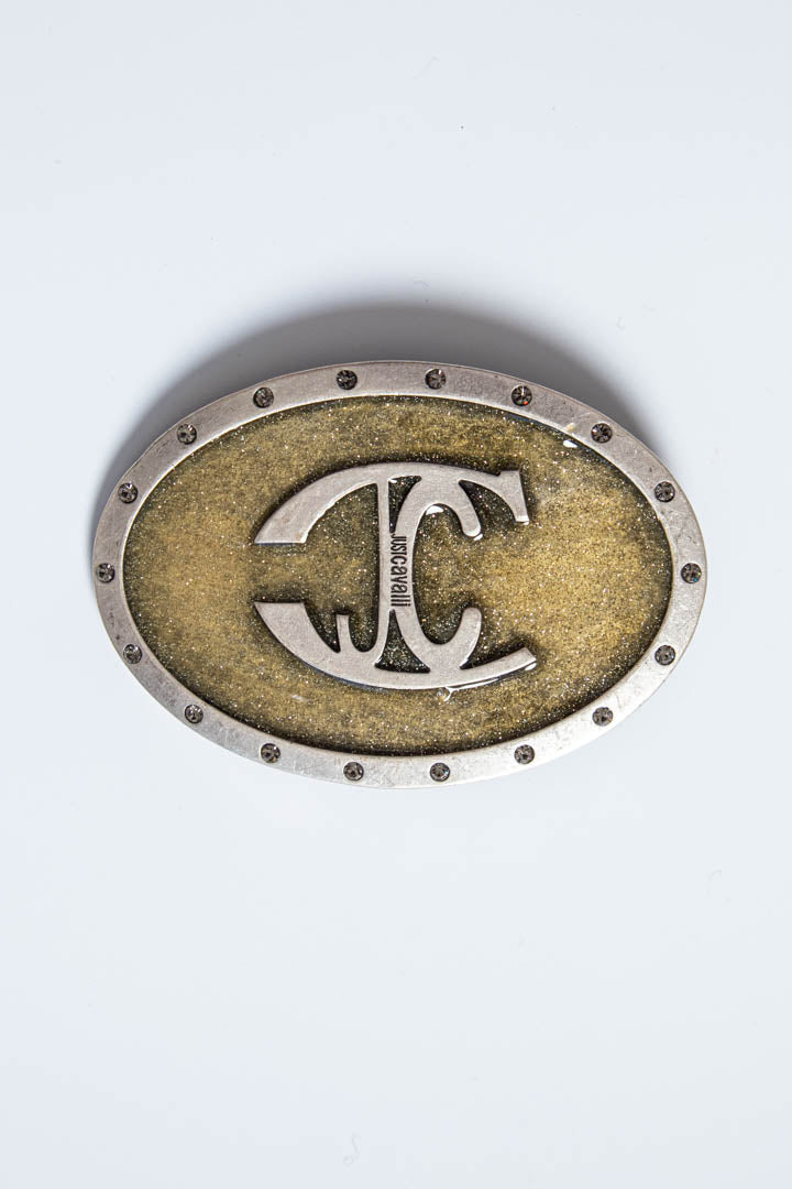 Image of Just Cavalli Oval JC Logo Metal Belt Buckle