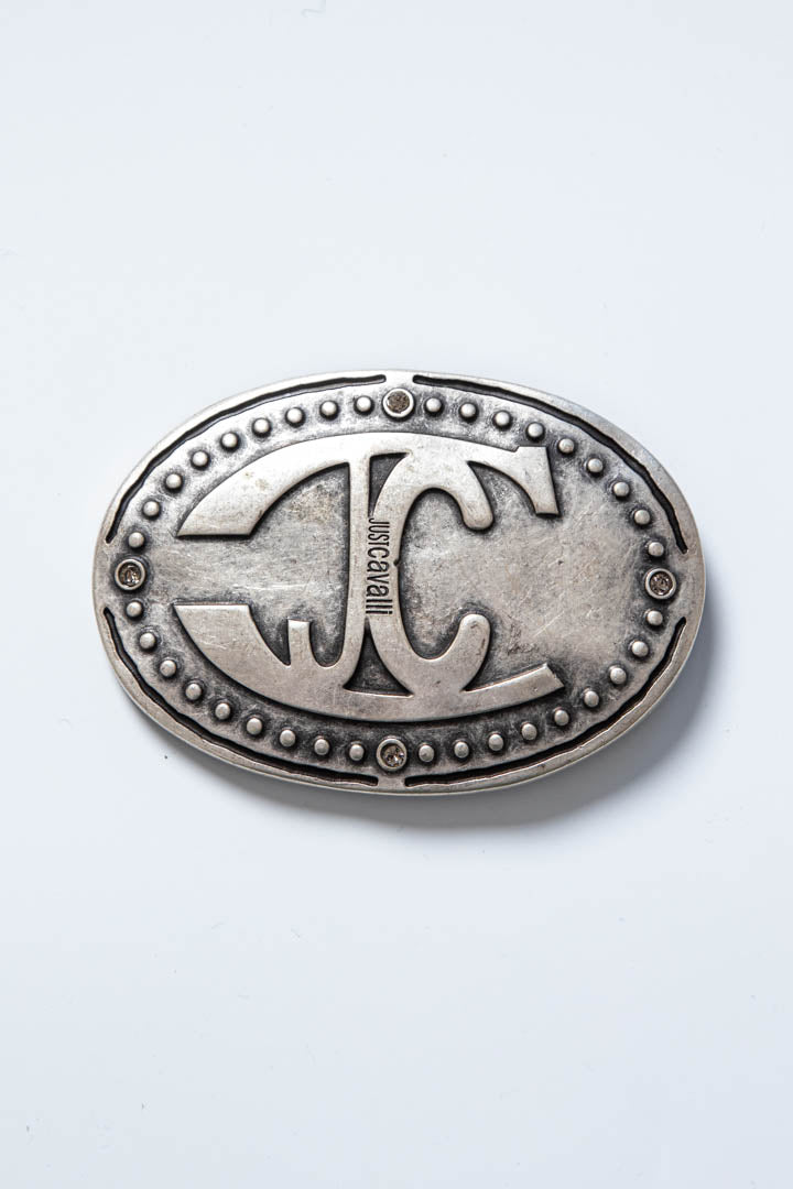 Image of Just Cavalli JC Logo Oval Metal Belt Buckle