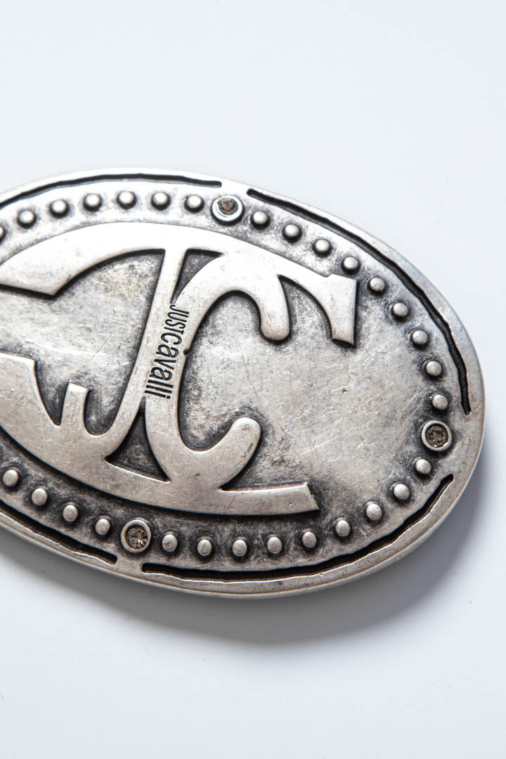Image of Just Cavalli JC Logo Oval Metal Belt Buckle