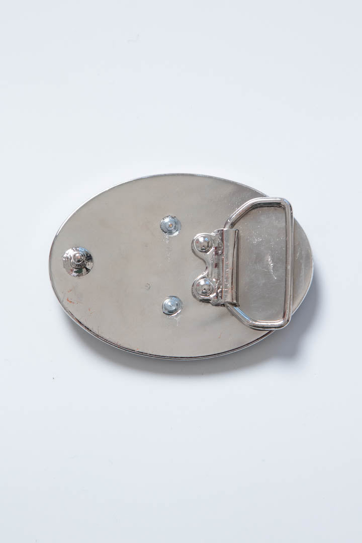 Image of Just Cavalli JC Rhinestone Logo Oval Metal Belt Buckle
