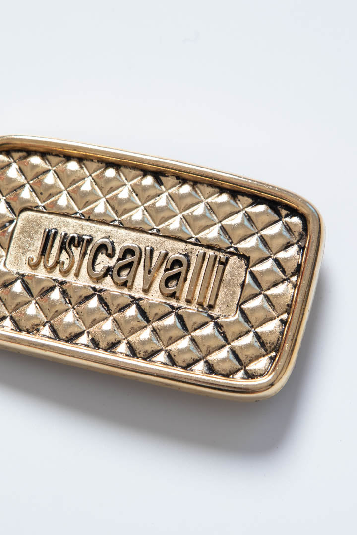 Image of Just Cavalli Rectangular Logo Metal Belt Buckle