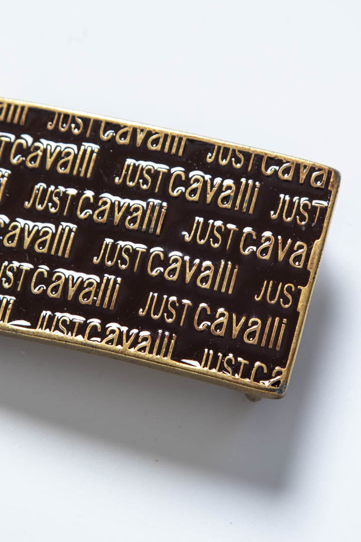 Image of Just Cavalli Repeat Logo Metal Belt Buckle