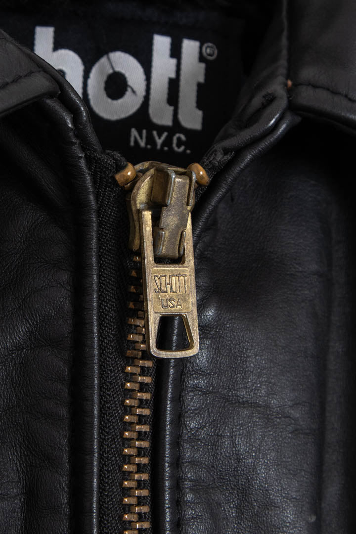 Image of Schott NYC Faux Fur Liner Leather Flight Jacket (S)