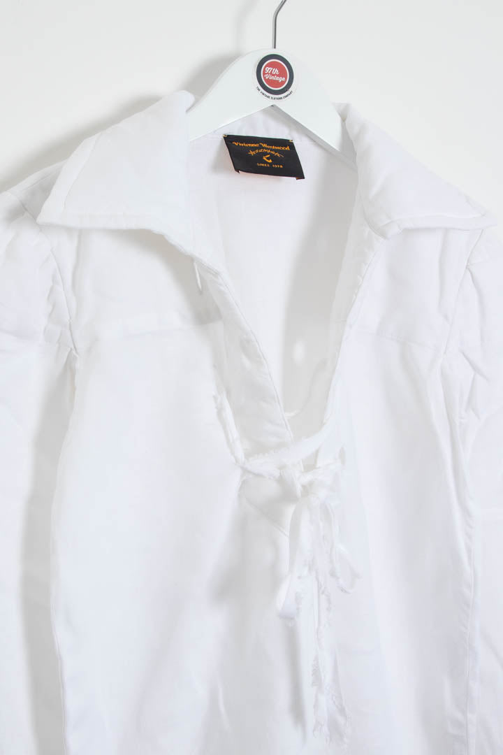 Image of SS 2001 Women's Vivienne Westwood Anglomania Lace-up Linen Blouse (S)