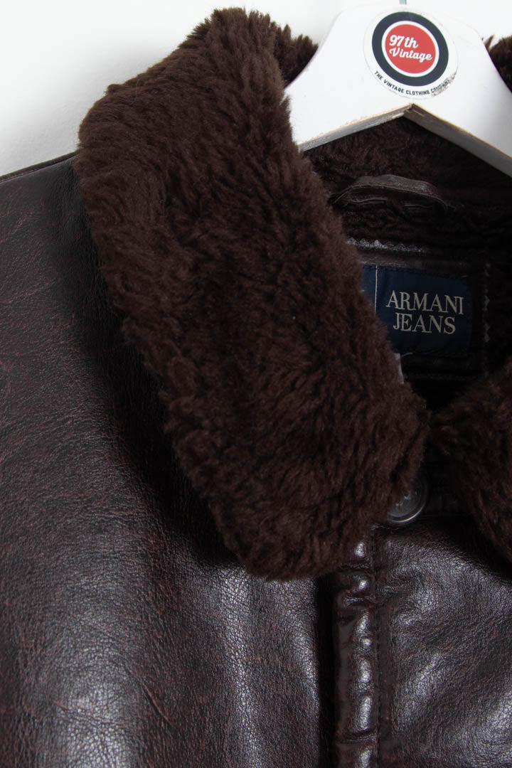 Image of Women's Armani Jeans Faux Leather Aviator Jacket (M)