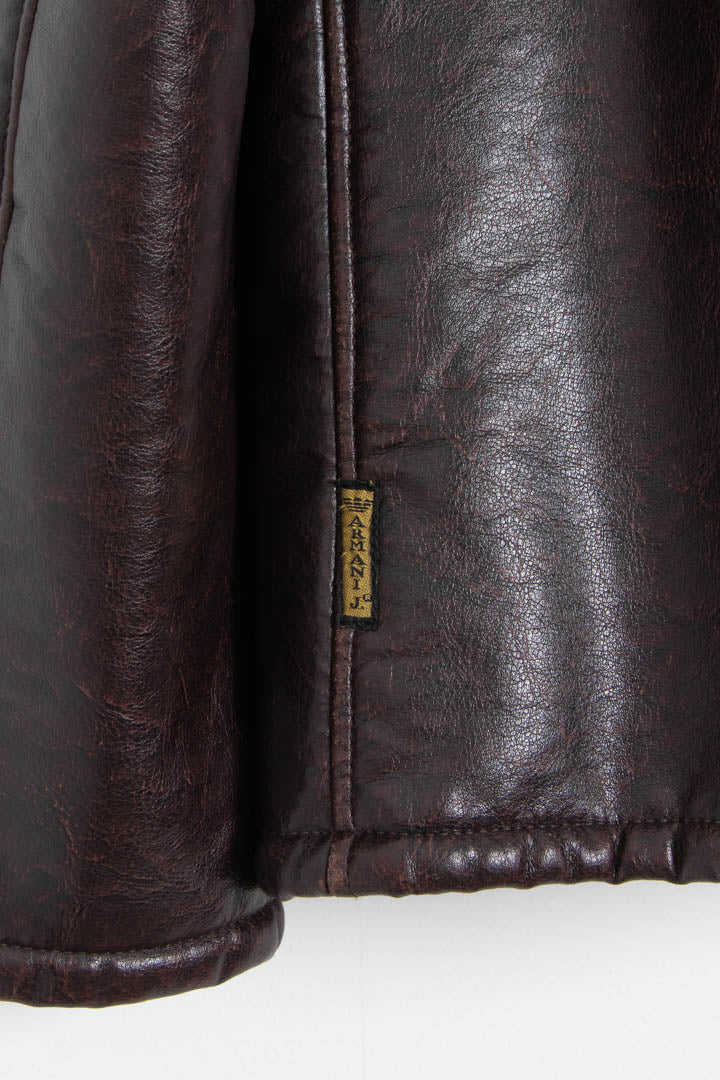 Women's Armani Jeans Faux Leather Aviator Jacket (M) – 97th Vintage