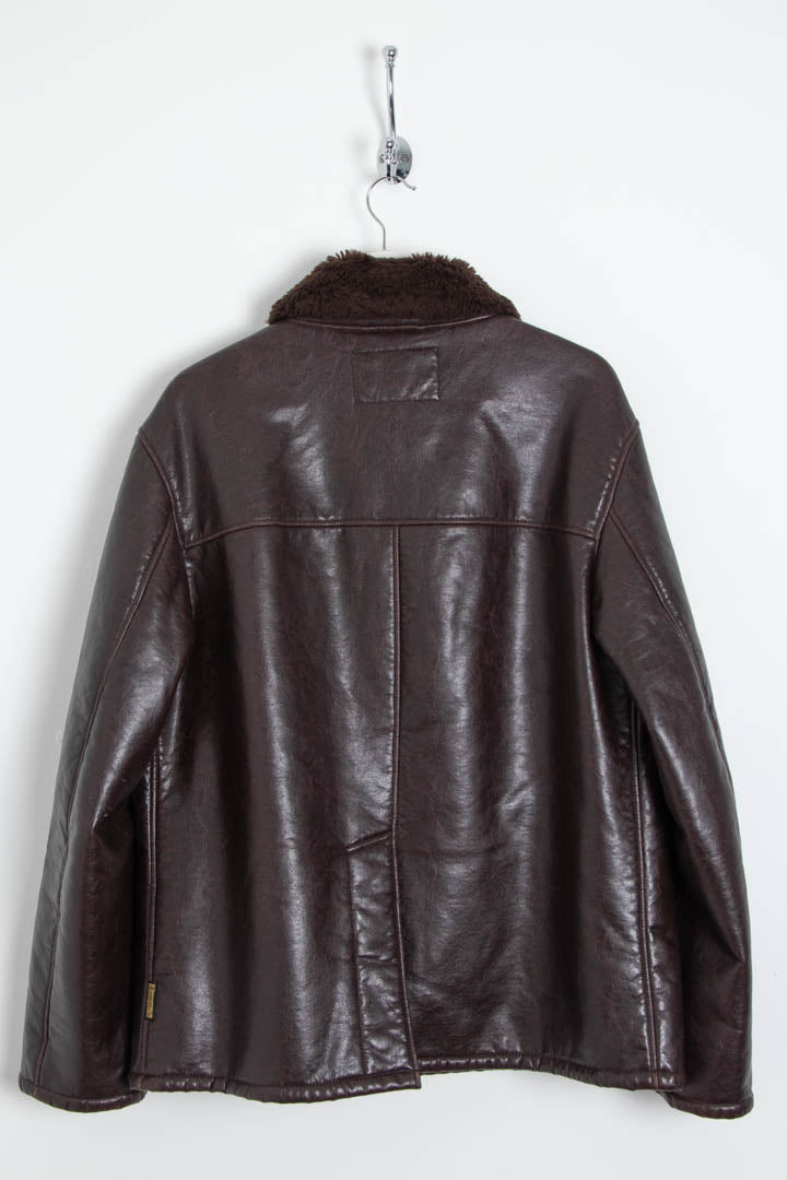 Women's Armani Jeans Faux Leather Aviator Jacket (M) – 97th Vintage