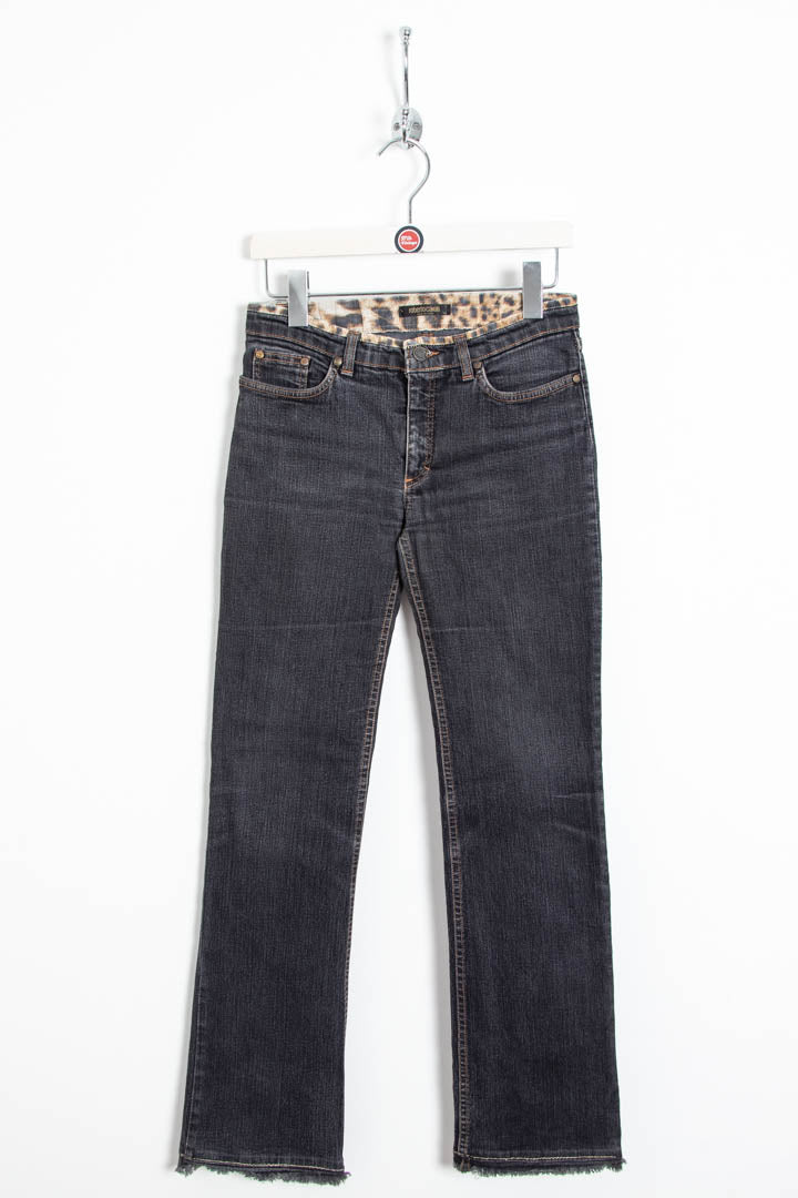Image of Women's Roberto Cavalli Rhinestone Pocket Logo Leopard Detailing Jeans (UK 8)