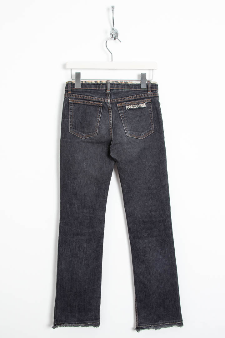 Image of Women's Roberto Cavalli Rhinestone Pocket Logo Leopard Detailing Jeans (UK 8)