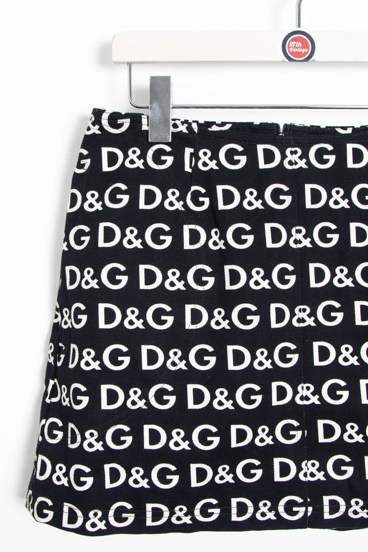 Image of Women's D&G Allover Monogram Logo Mini Skirt (UK 12)