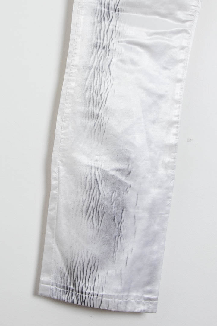 Image of Women's Versace Jeans Couture Silver Metallic Crinkle Trousers (UK 8)