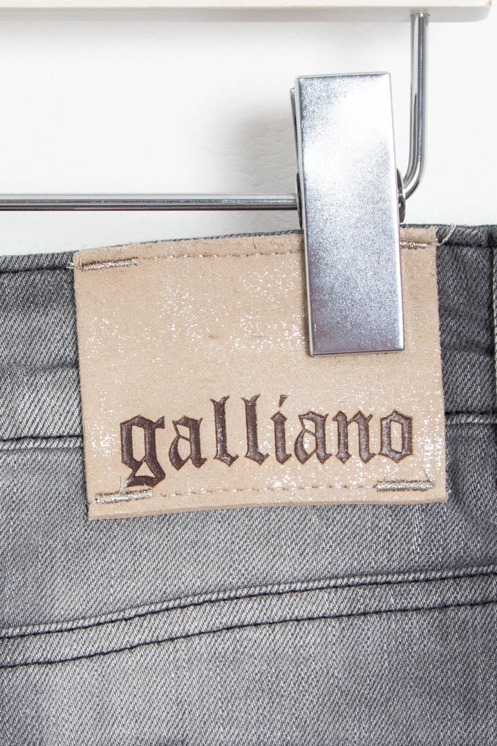 Image of Women's Galliano Distressed Grey Denim Mini Skirt (UK 10)