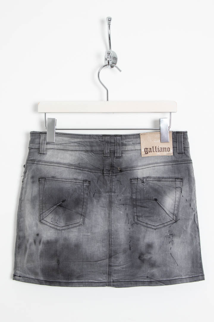 Image of Women's Galliano Distressed Grey Denim Mini Skirt (UK 10)