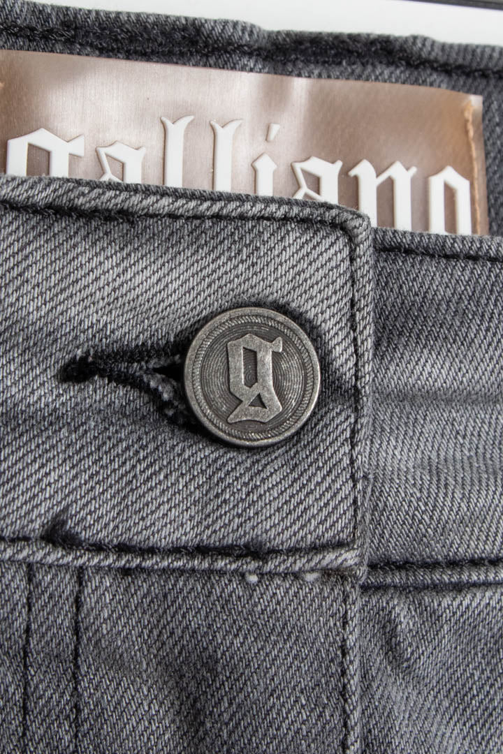Image of Women's Galliano Distressed Grey Denim Mini Skirt (UK 10)