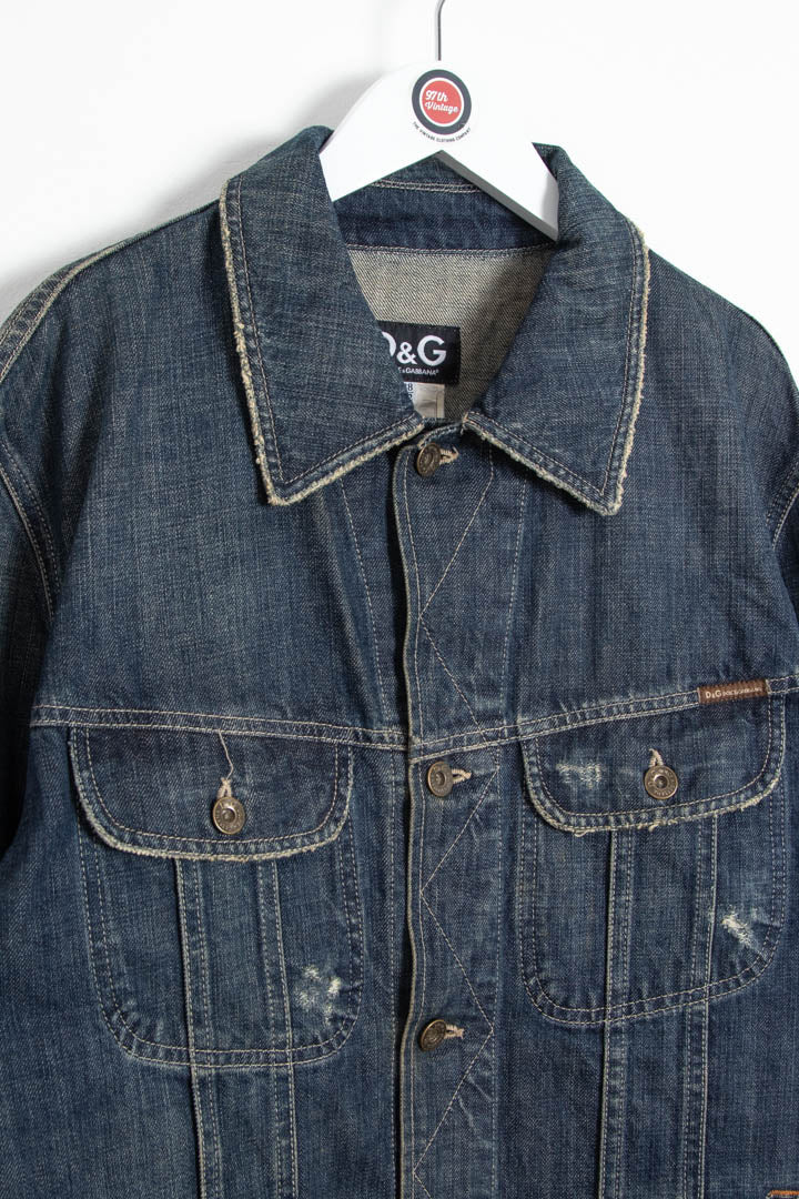 Image of D&G Spellout Indigo Denim Trucker Jacket (M)