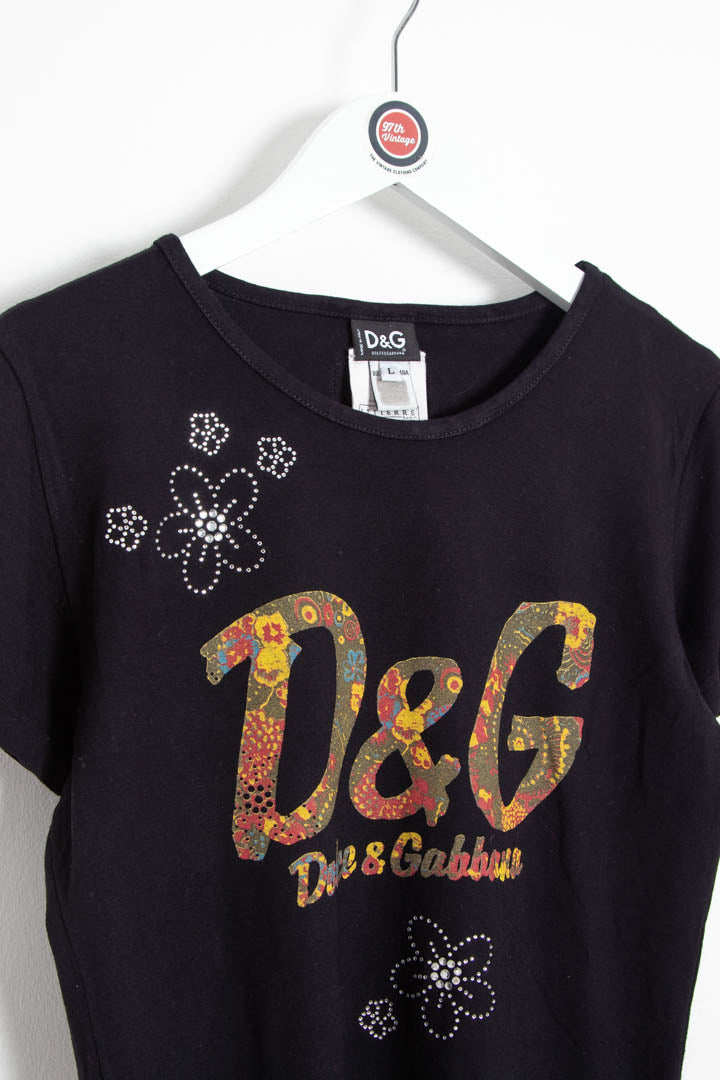Image of Women's D&G Floral Rhinestone Top (L)