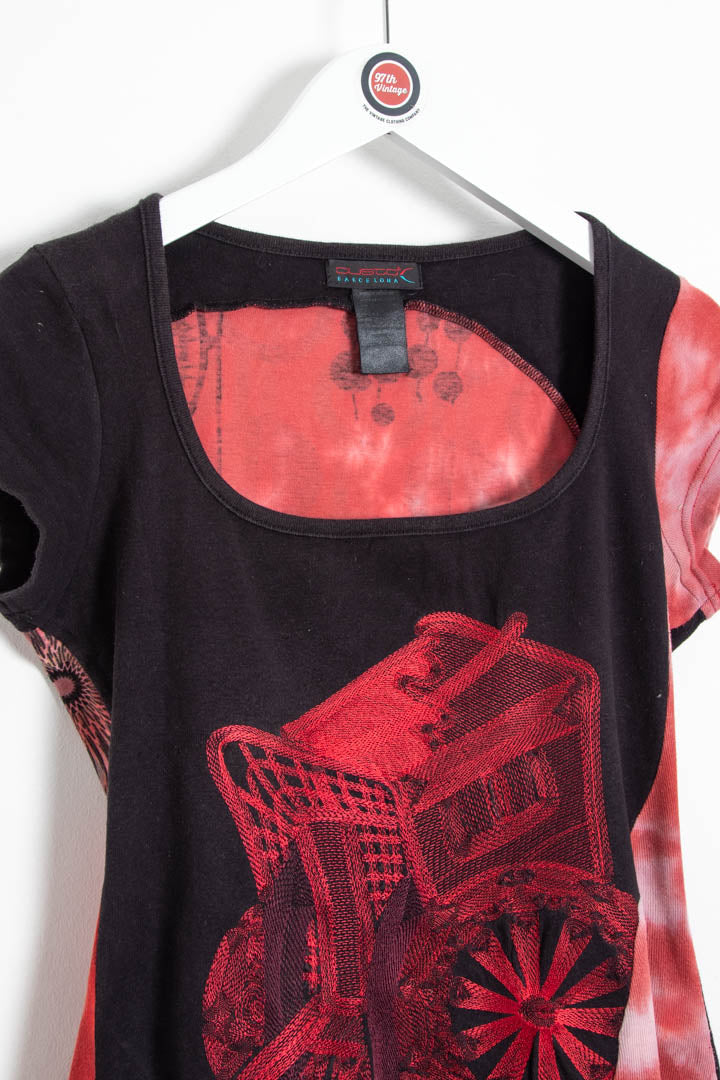 Image of Women's Custo Barcelona Asymmetric Graphic Top (M)