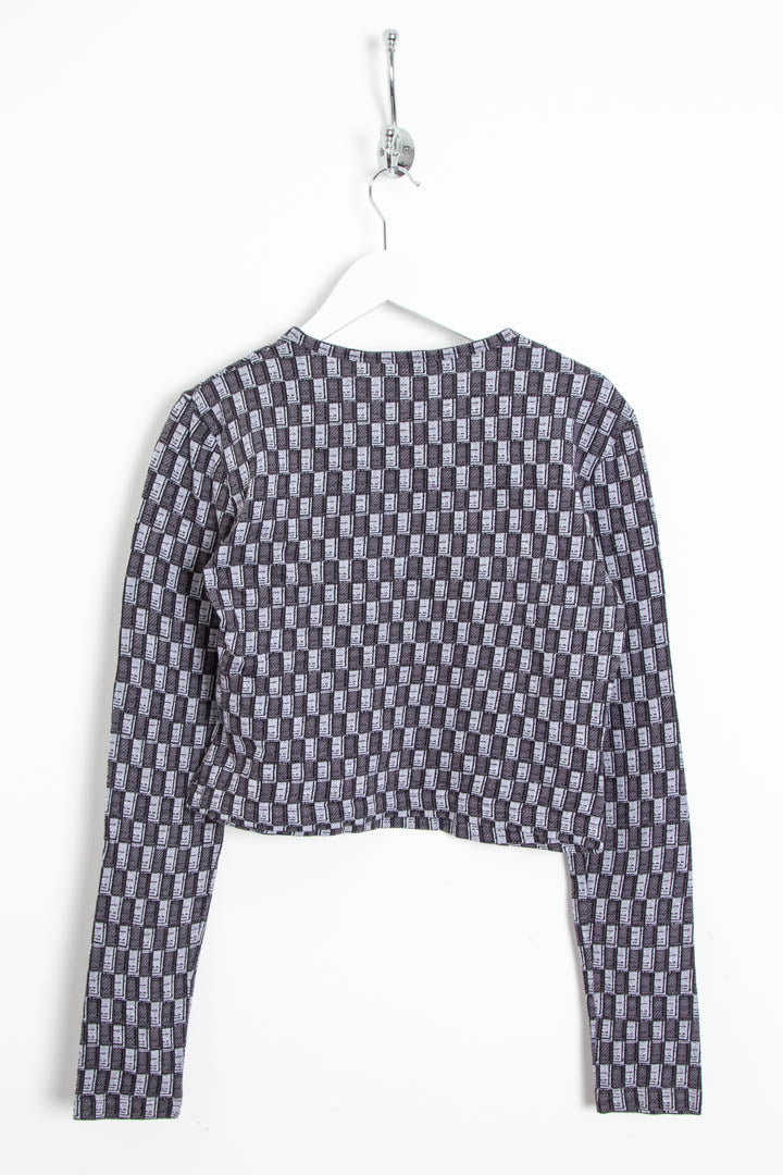 Image of Women's Diesel Rhinestone Logo Long Sleeve Top (M)