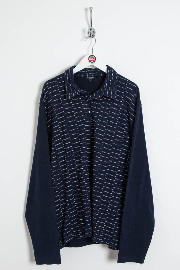 Image of Burberry Repeat Logo Long Sleeve Polo Shirt (XL)
