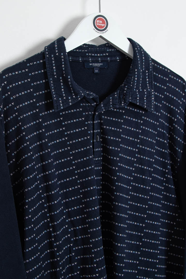 Image of Burberry Repeat Logo Long Sleeve Polo Shirt (XL)
