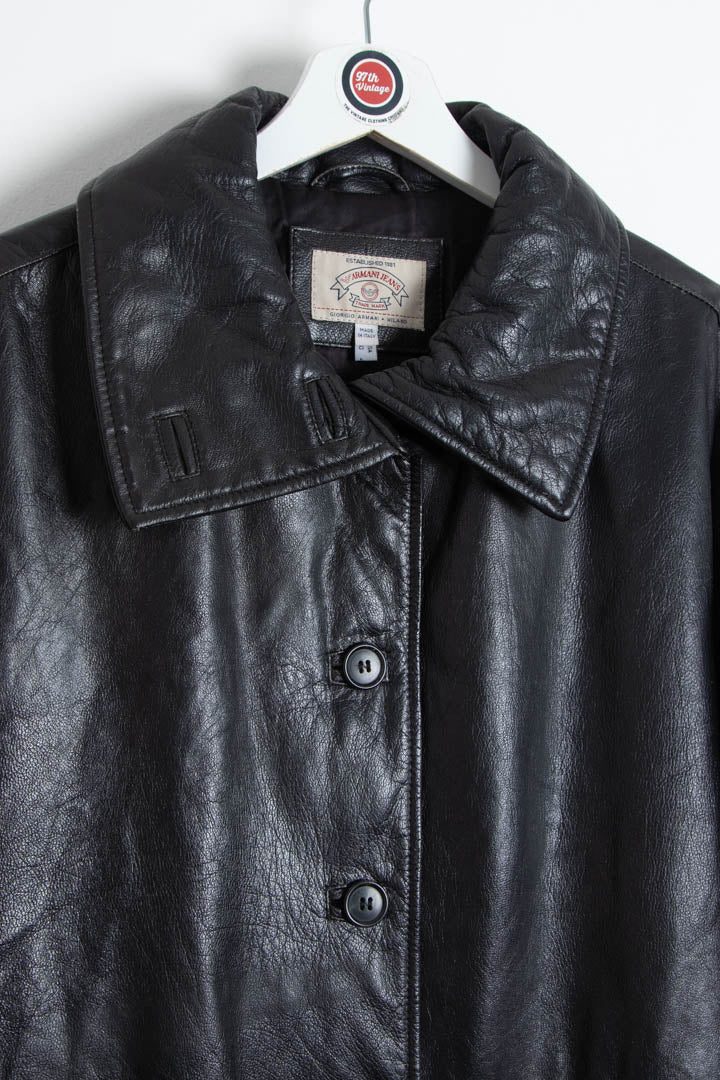 Image of Women's Armani Jeans Leather Parka Jacket (XL)