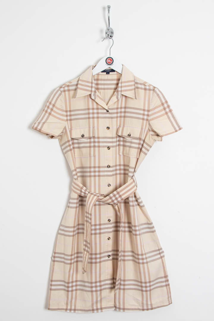 Image of Women's Burberry Checkered Belted Shirt Dress (UK 10)
