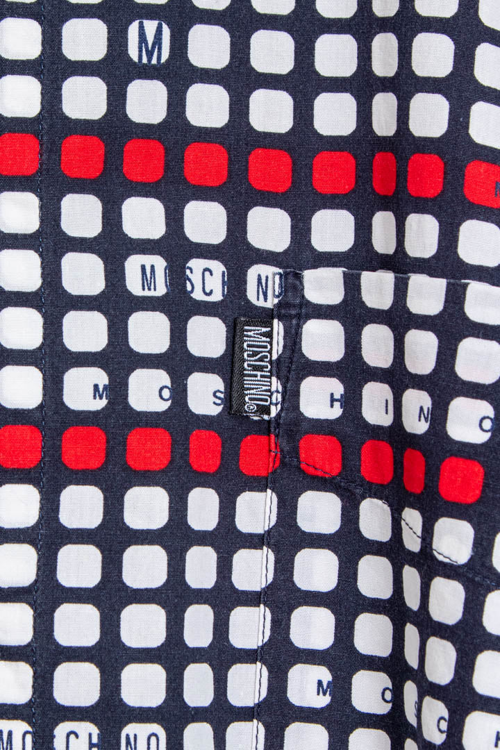 Image of Moschino Grid Logo Long Sleeve Shirt (XXL)