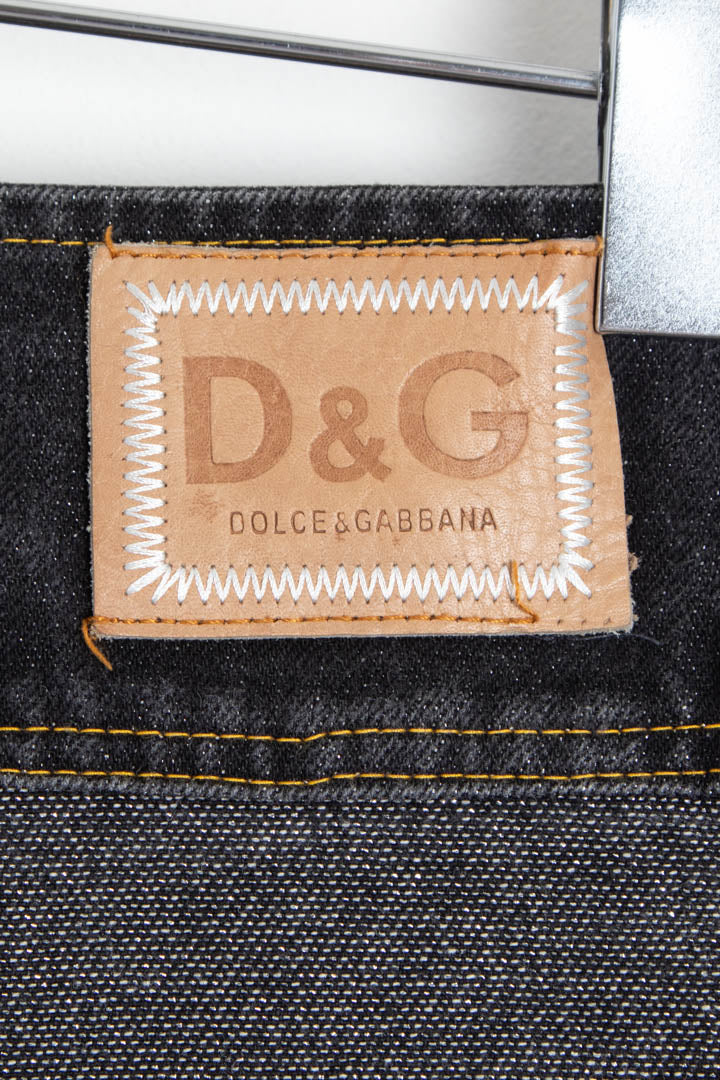 Image of Women's D&G Big Logo Glitter Denim Skirt (UK 14)