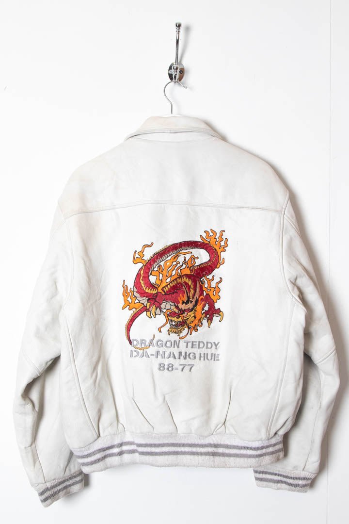 D - Line Dragon Teddy Da - Hang Hue Leather Bomber Jacket (L) - 97th Vintage