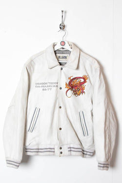 Image of D - Line Dragon Teddy Da - Hang Hue Leather Bomber Jacket (L) - 97th Vintage