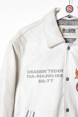 Image of D - Line Dragon Teddy Da - Hang Hue Leather Bomber Jacket (L) - 97th Vintage