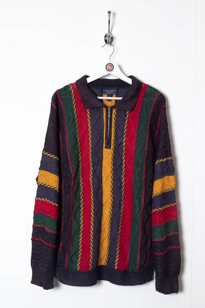 Multi - coloured Knitted 1/4 Zip Jumper (L) - 97th Vintage