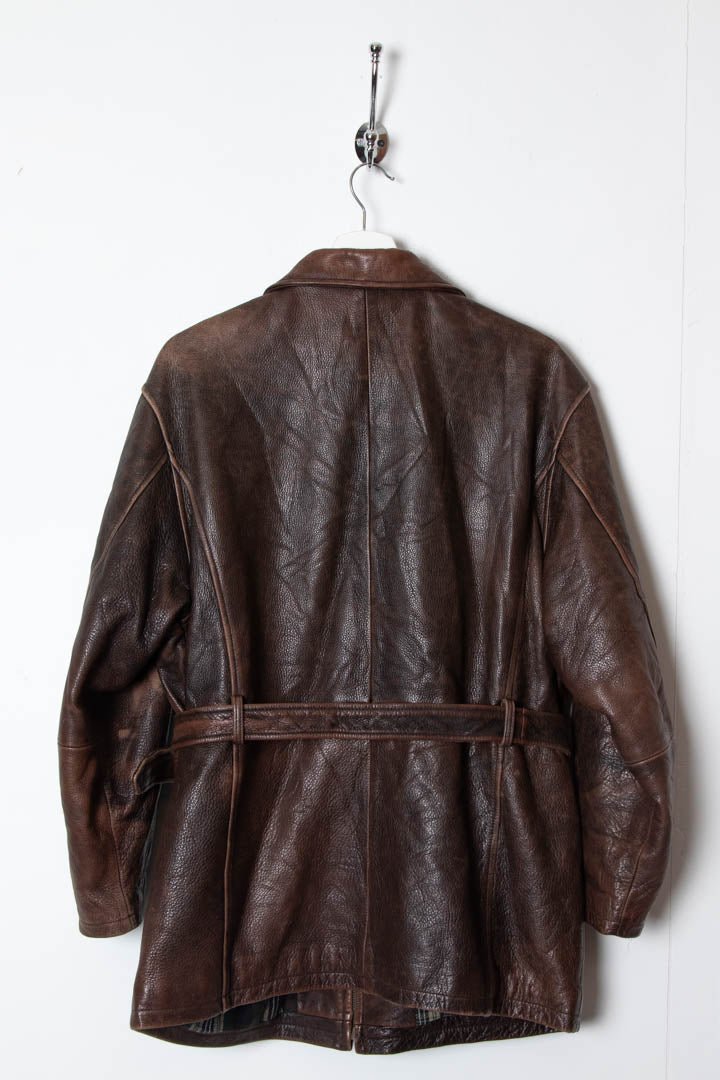 Women's Bill Blass Leather Belted Biker Jacket (M) - 97th Vintage