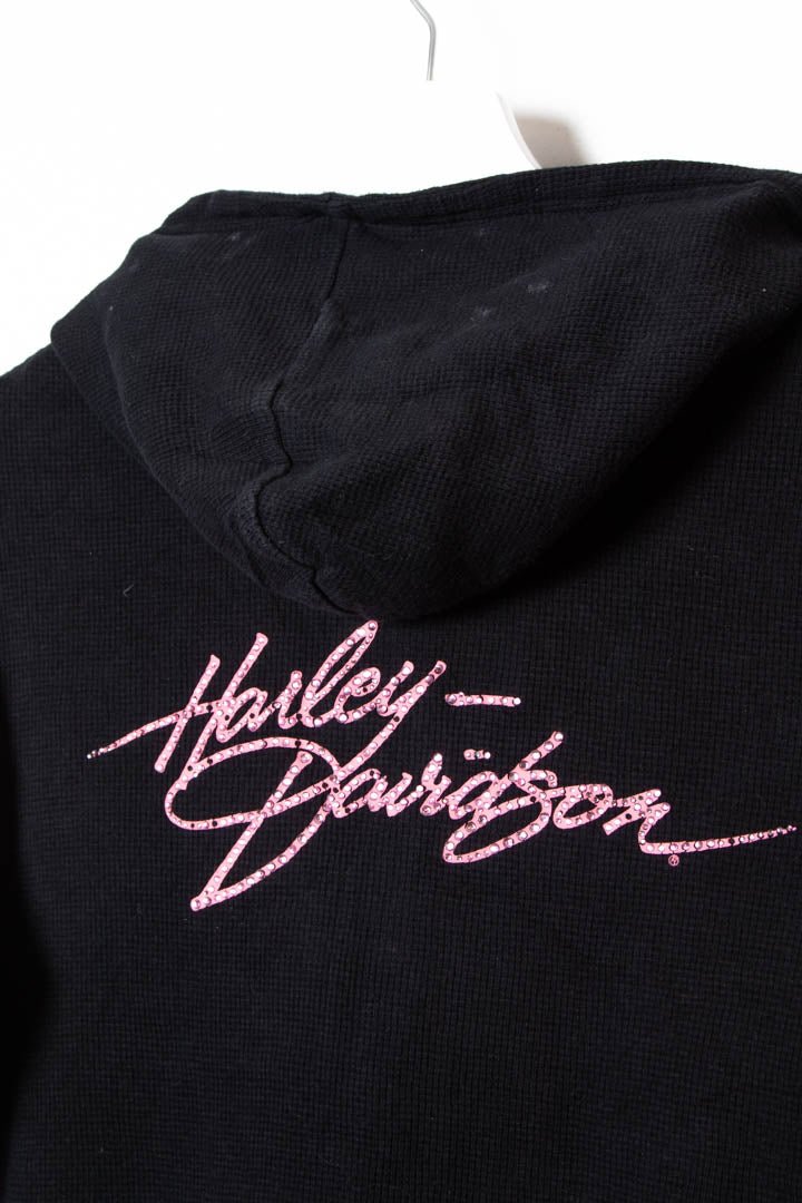 Women's Harley Davidson Button Up Hoodie (L) - 97th Vintage